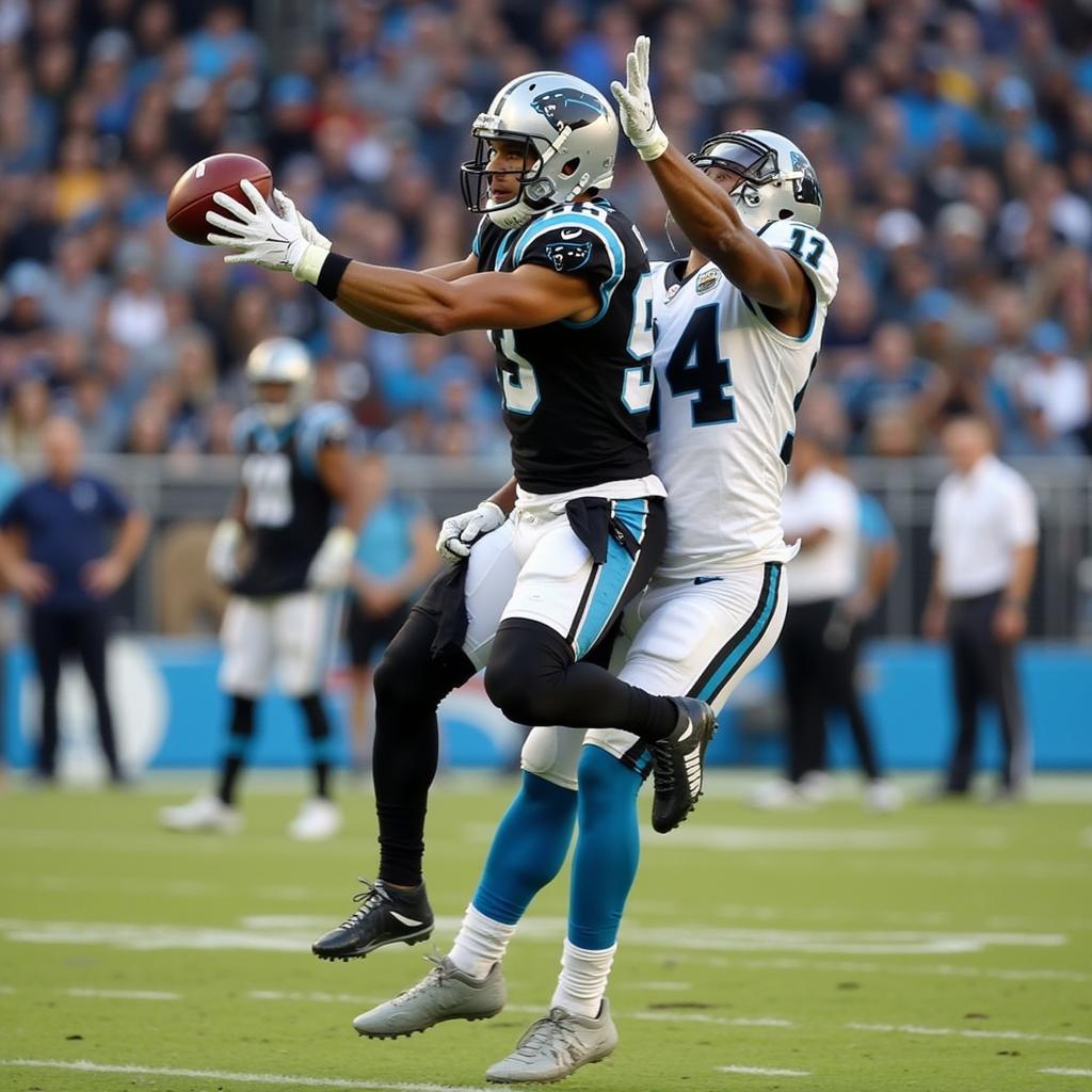 Adam Thielen making a catch in a Carolina Panthers uniform