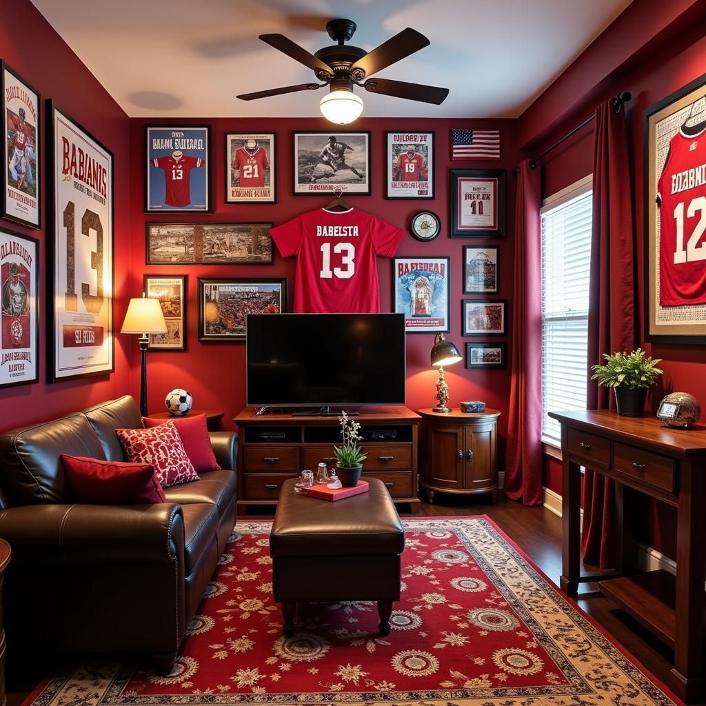 Different ways to display Alabama football art in a dedicated fan space.