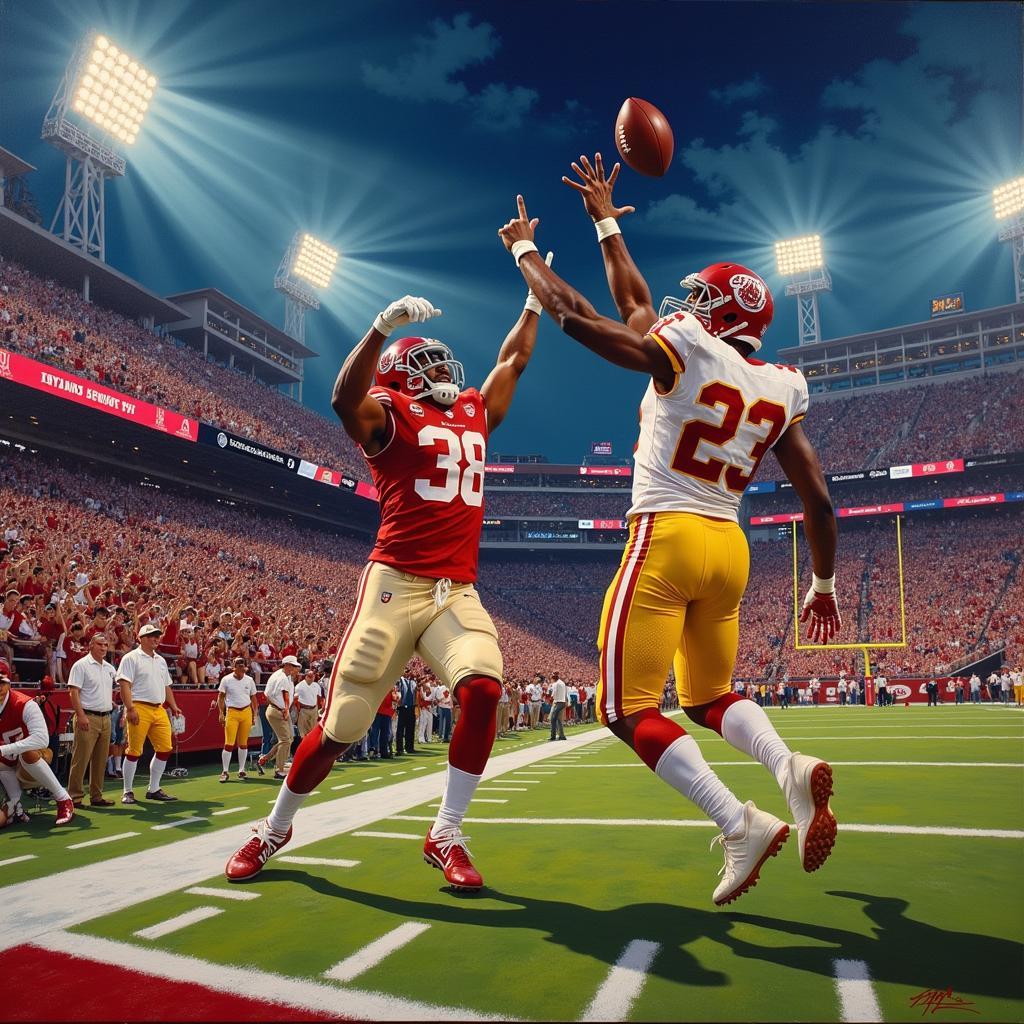 Alabama Football Oil Painting Depicting a Game-Winning Touchdown