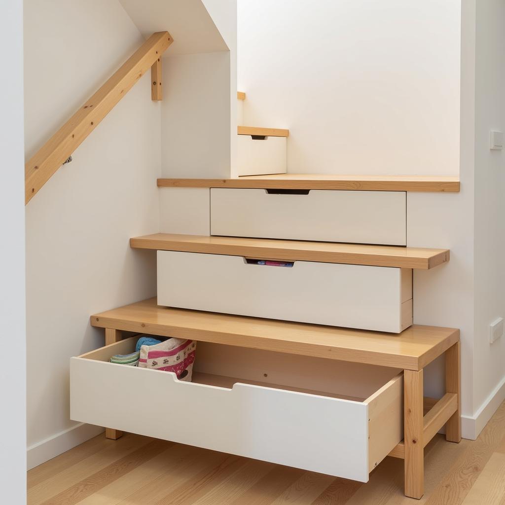 Space-saving Apartment Stairs with Integrated Storage