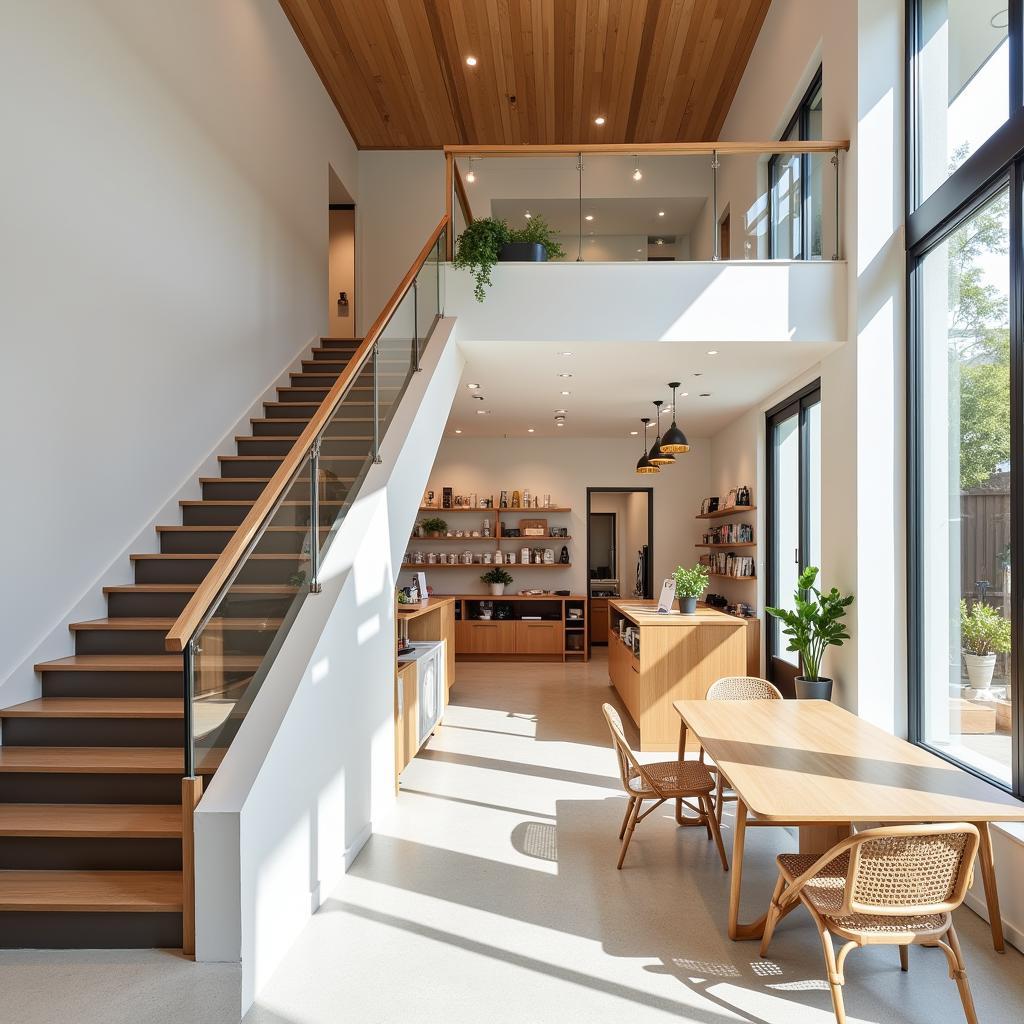 Interior view of a storefront connected to an apartment