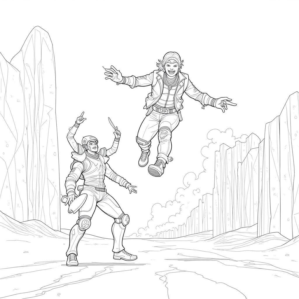 Octane and Lifeline Apex Legends Coloring Page