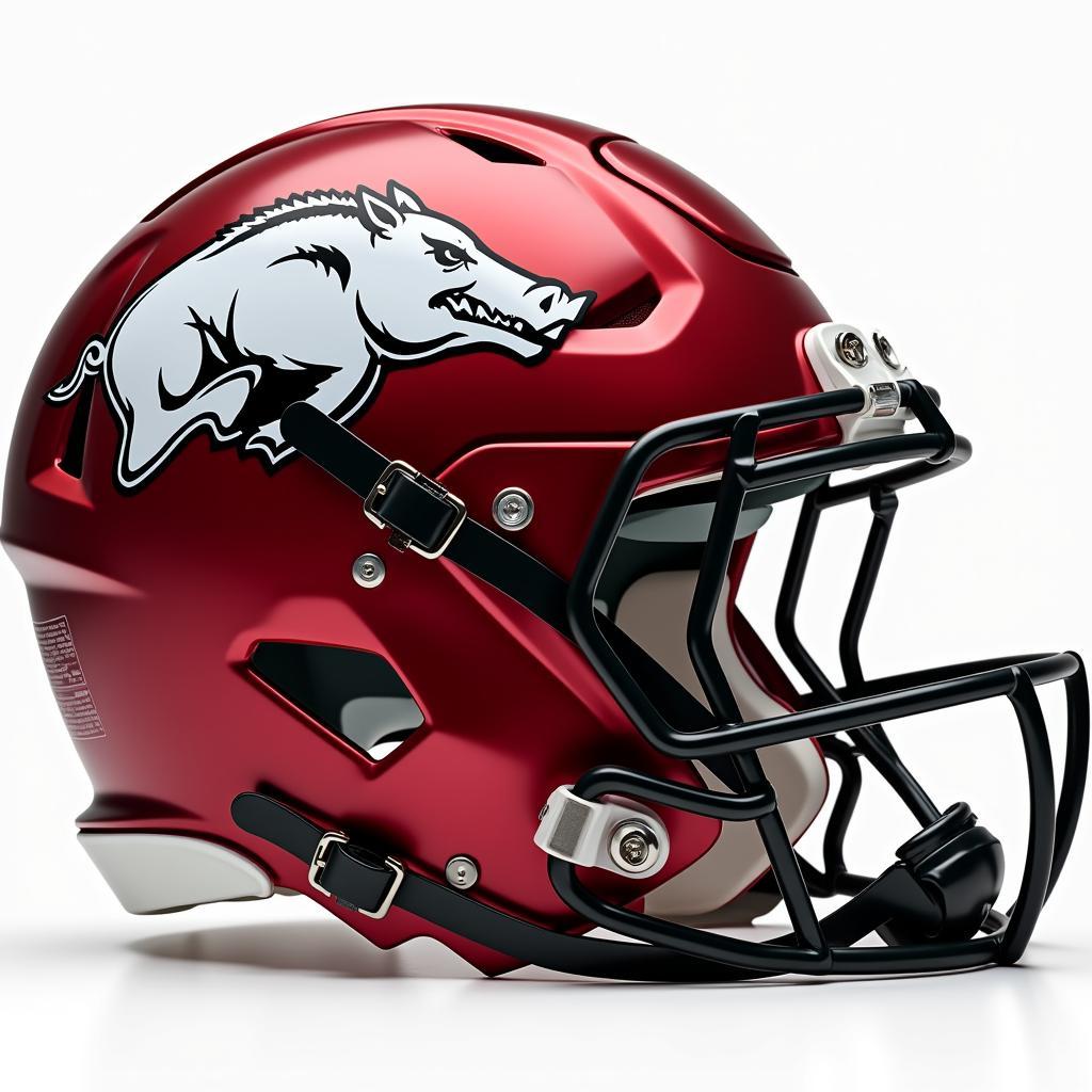 Detailed View of the Arkansas Razorback Football Helmet