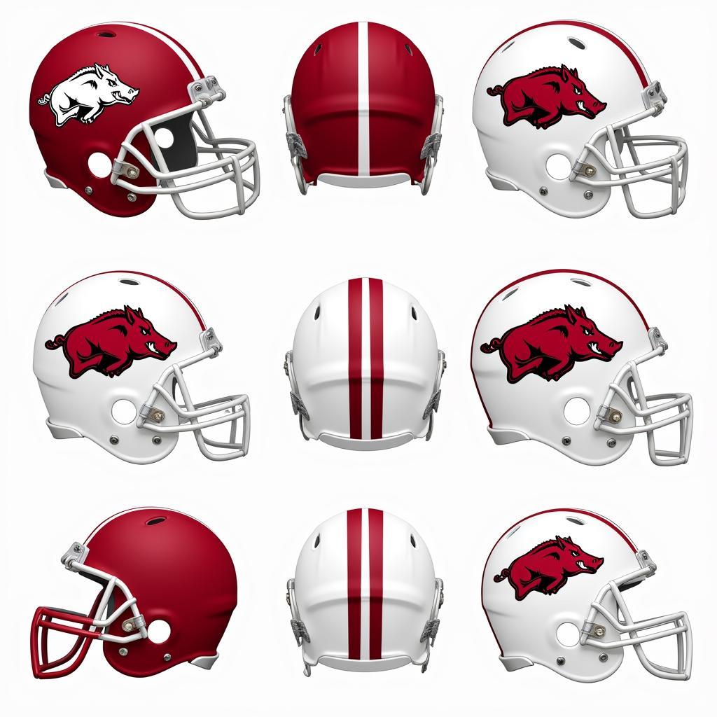 Arkansas Razorbacks Helmet Red and White Variations