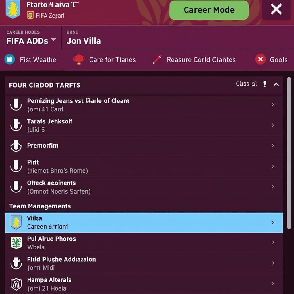 Aston Villa FIFA 24 Career Mode