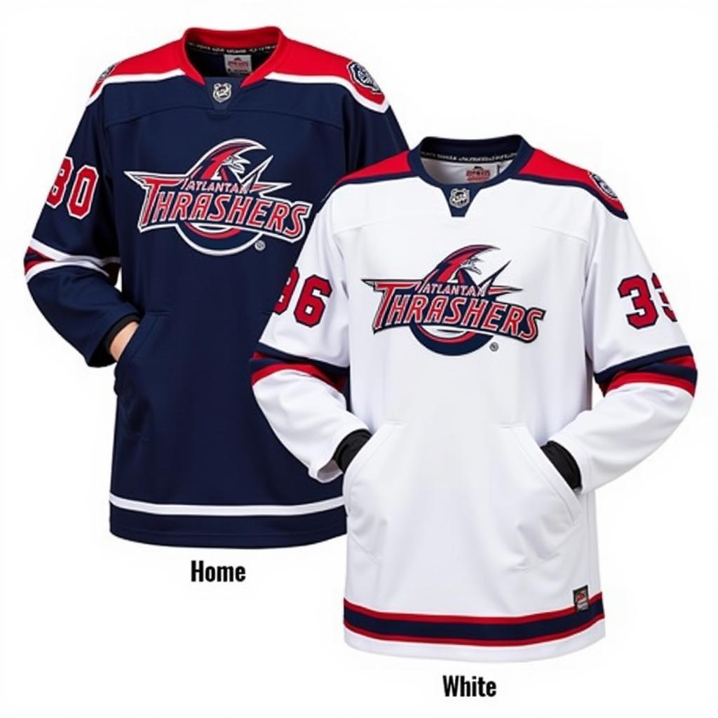 Side-by-side comparison of Atlanta Thrashers home and away jerseys.