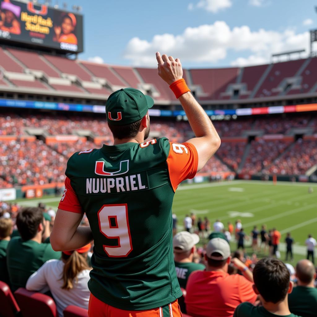 Authentic Miami Hurricanes Football Jersey Worn by a Fan