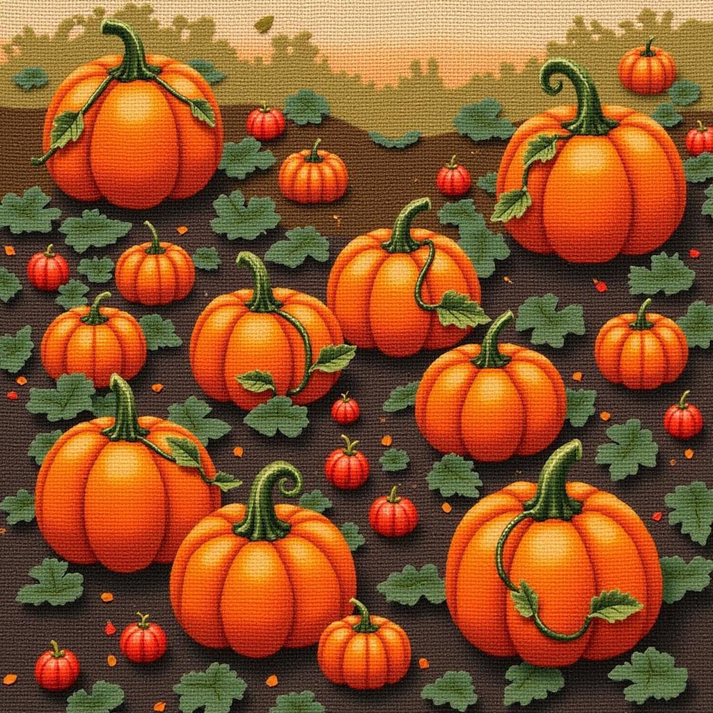 Charming Autumn Cross Stitch Pumpkin Patch Pattern