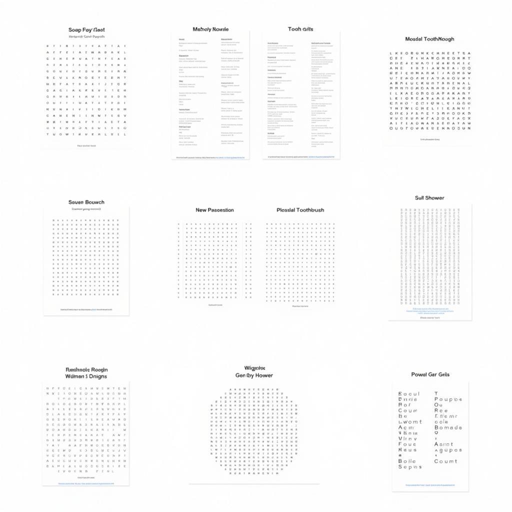 Bathroom Word Search Puzzle Examples