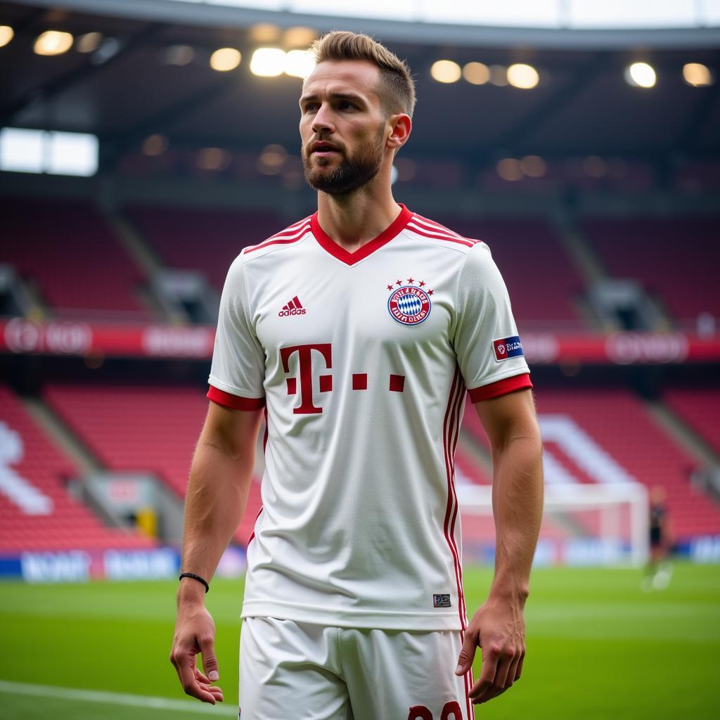 Harry Kane in his new Bayern Munich home kit