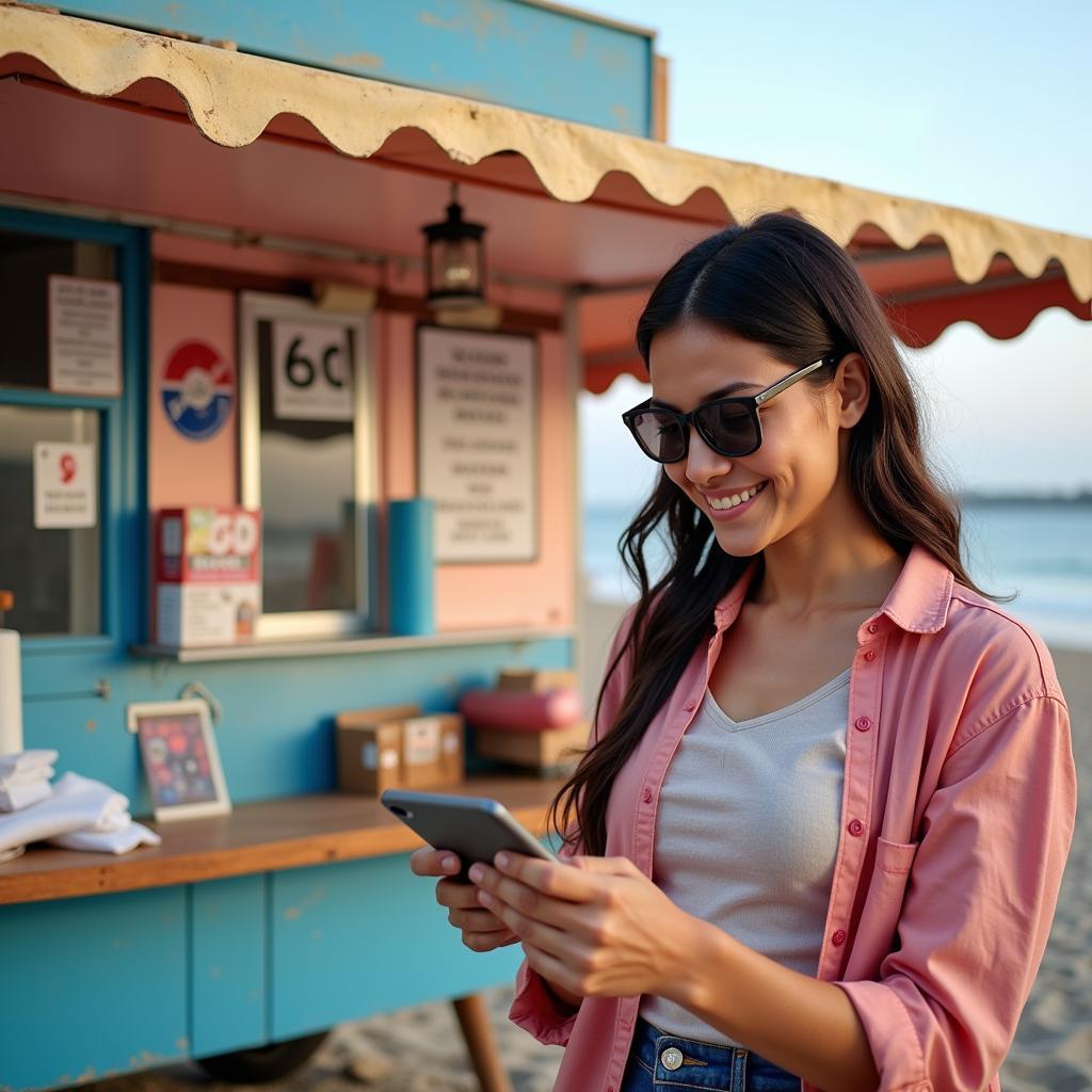 Beach Vendor Utilizing Social Media for Marketing