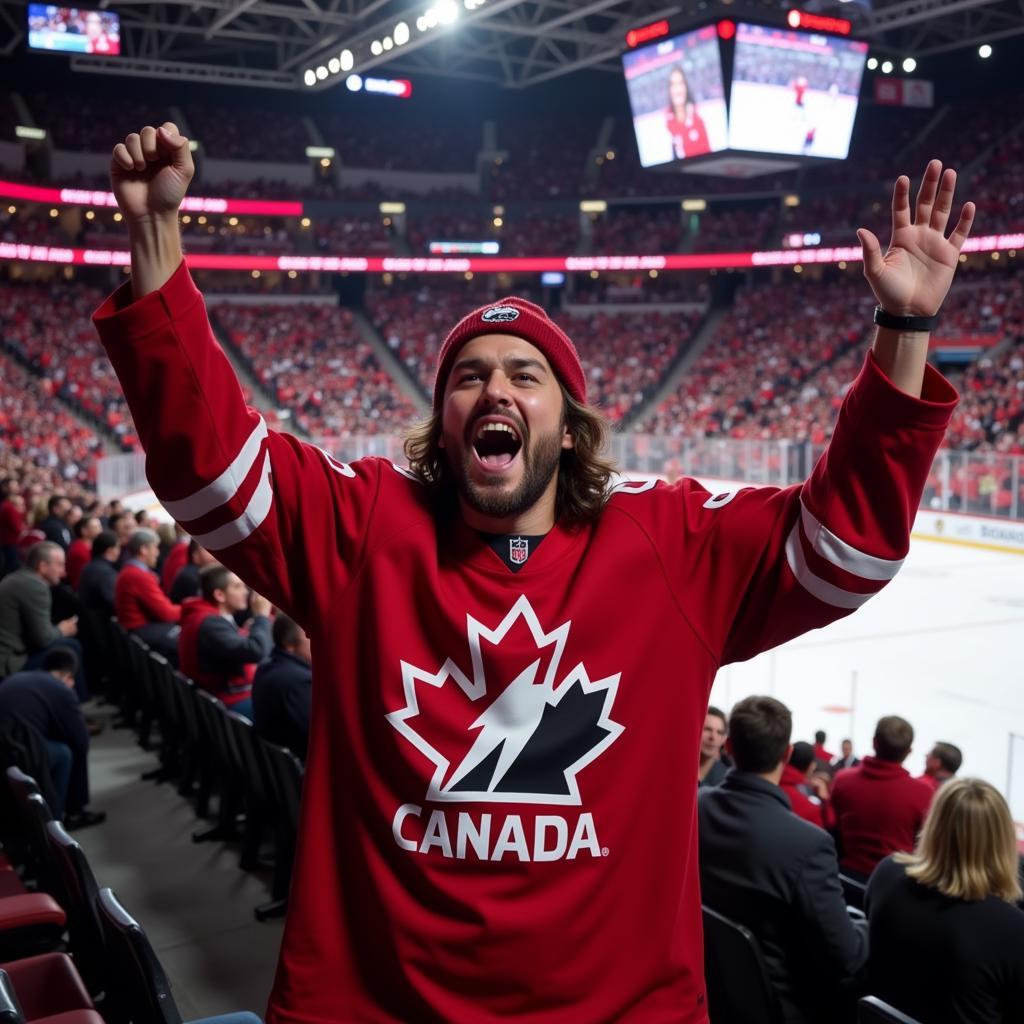 Canadian Fan Wearing Bedard Jersey at Hockey Game