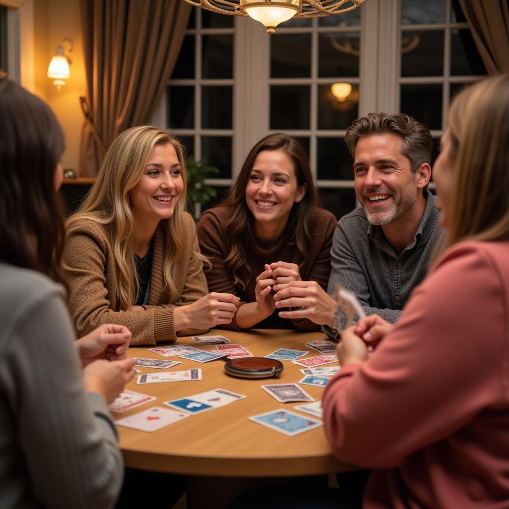 Friends connecting with a better together card game