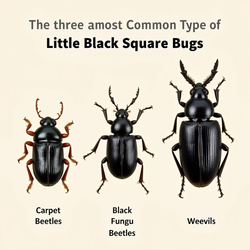 Identifying common black square bugs: carpet beetles, black fungus beetles, and weevils