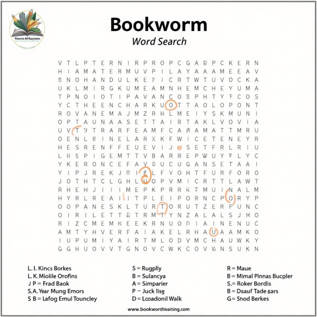 Example of a Bookworm Word Search Puzzle