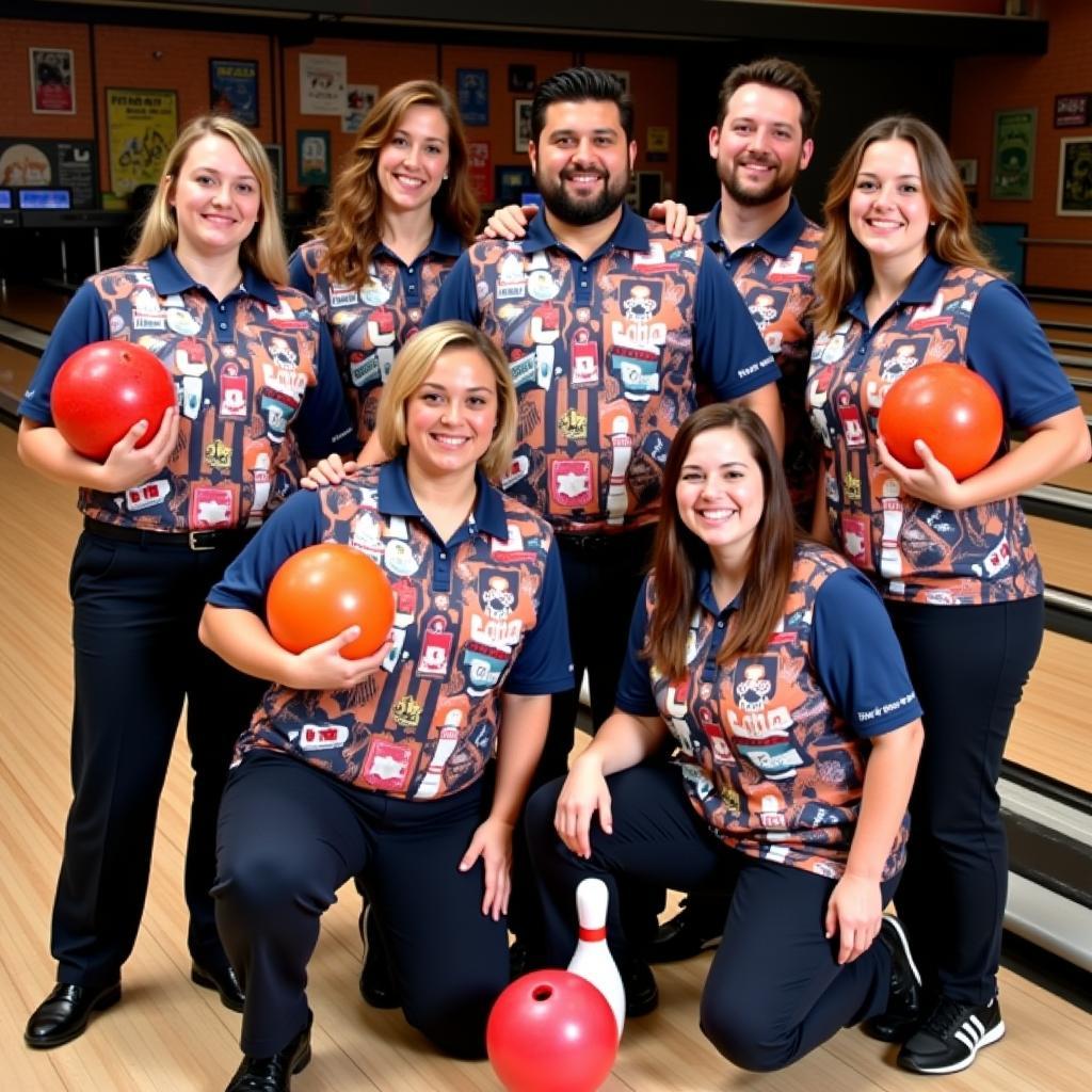 Bowling Team Wearing Matching Funny Jerseys