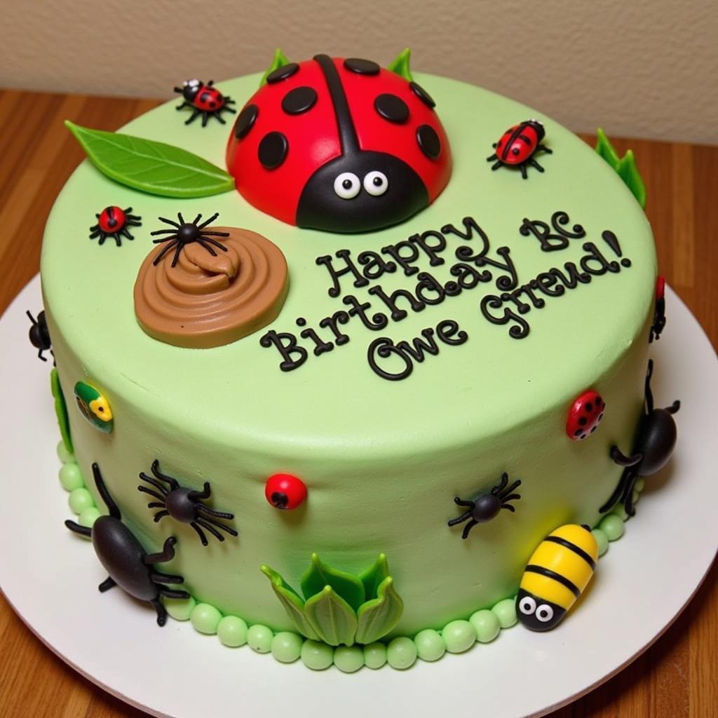 Bug-themed birthday cake: A cake decorated like a ladybug, a beehive or a spiderweb.