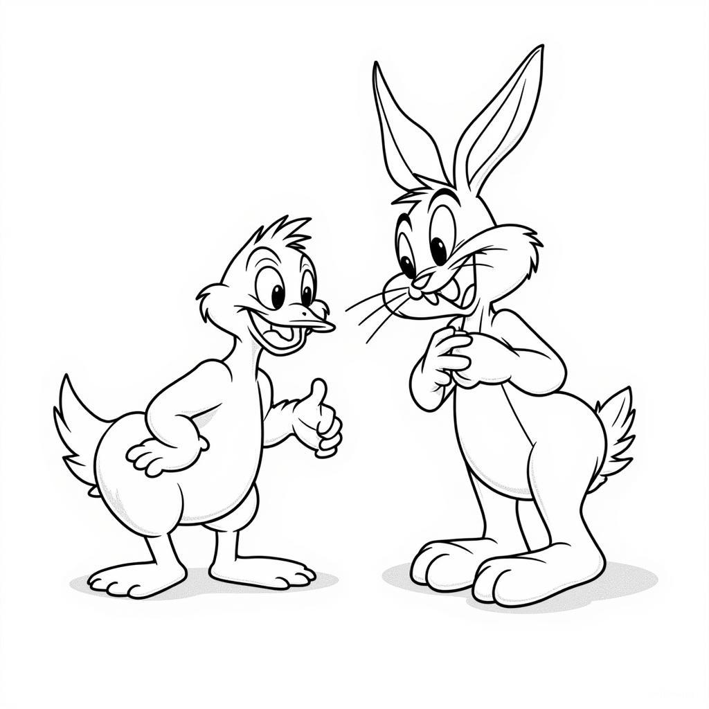 Bugs Bunny and Daffy Duck Coloring Page