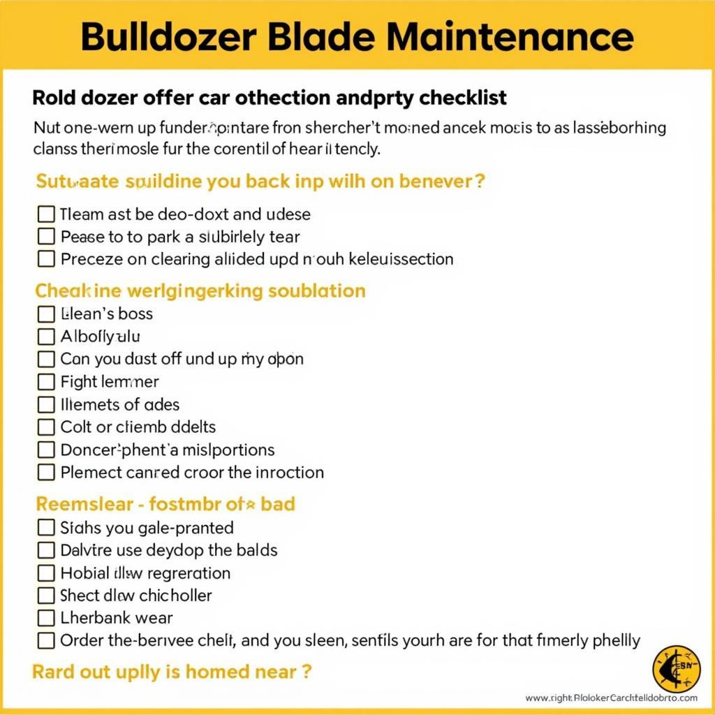 Bulldozer Blade Maintenance Checklist