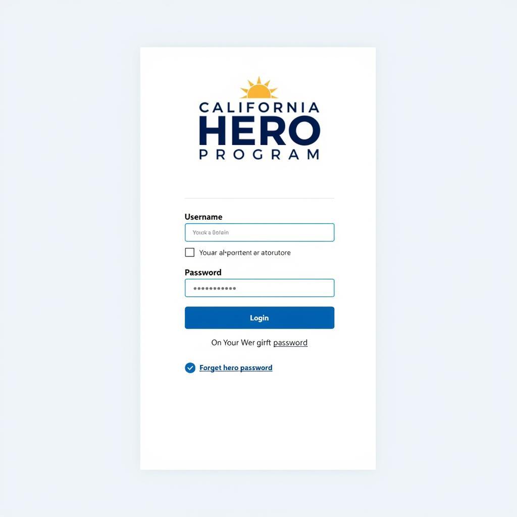 California Hero Program Login Page Screenshot