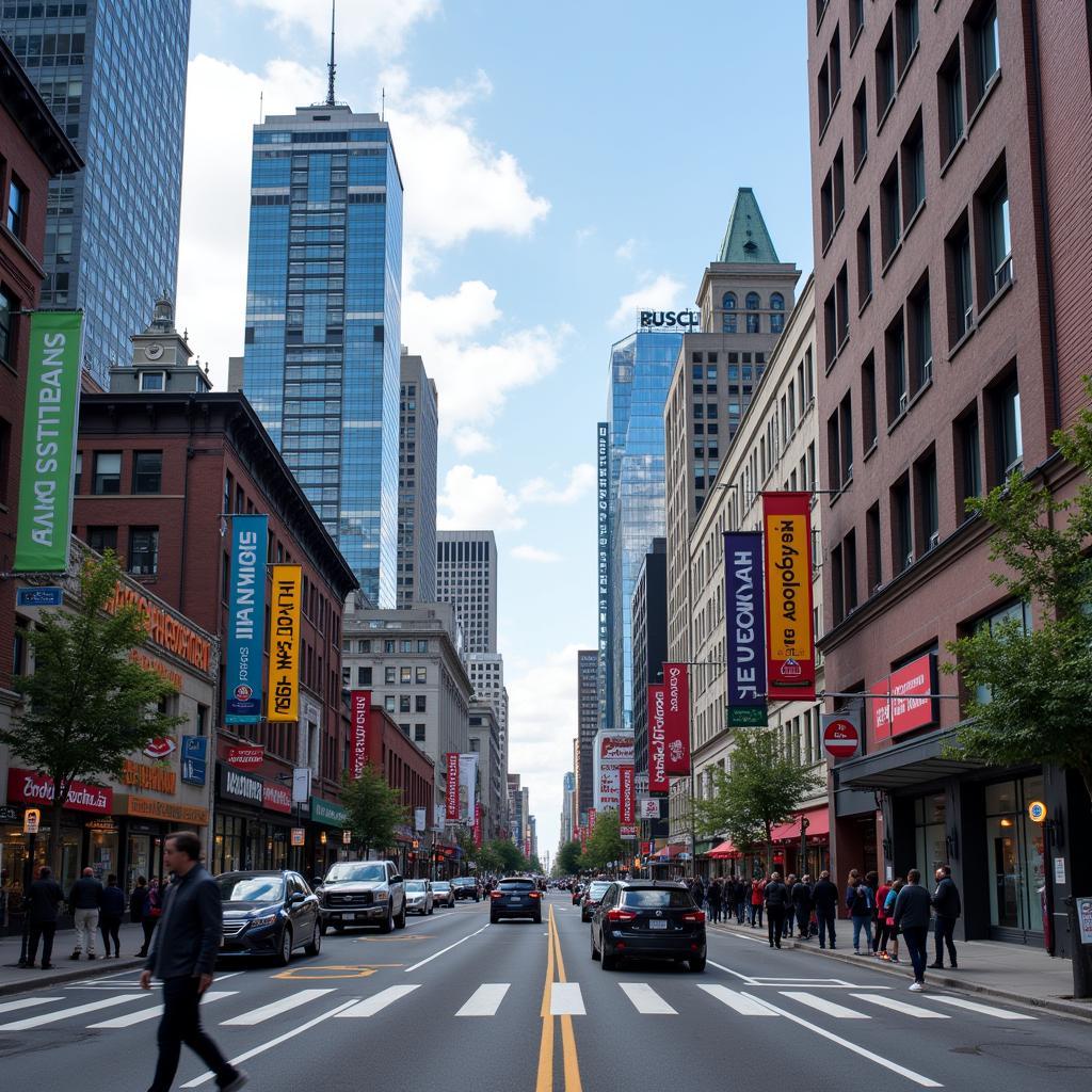 Bustling Canadian Business District