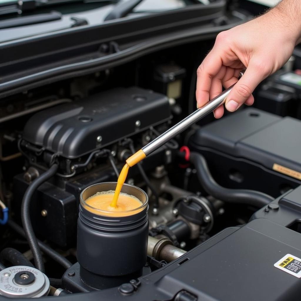 Mechanic Checking Power Steering Fluid Level