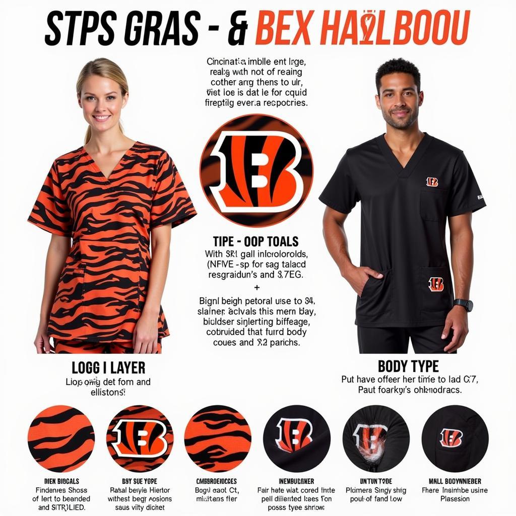 Different Styles of Cincinnati Bengals Scrubs