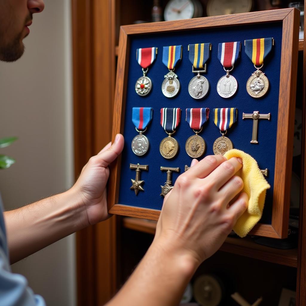 Cleaning a Medal Display Case