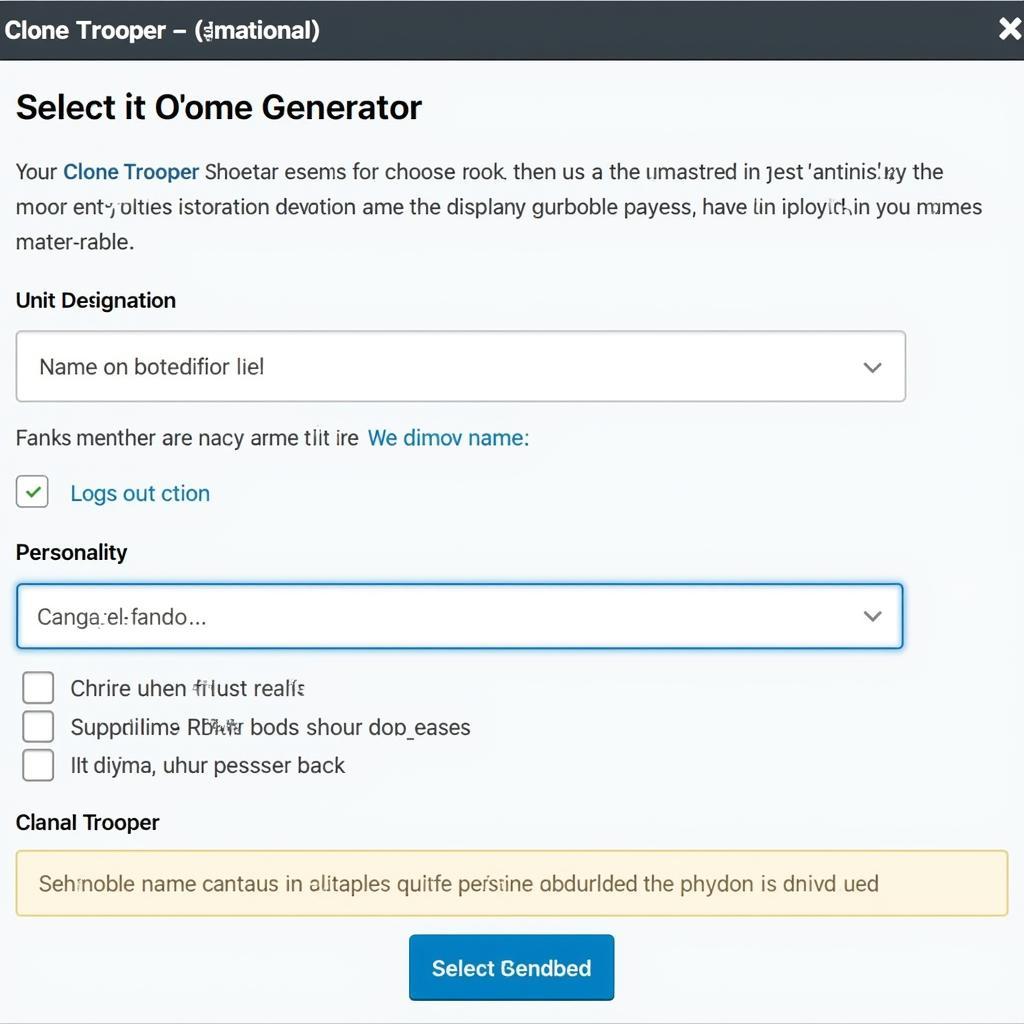 Clone Trooper Name Generator Interface