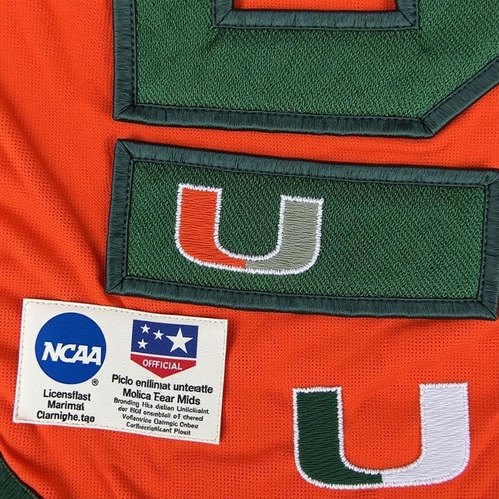 Close-up of Authentic Miami Hurricanes Jersey Details