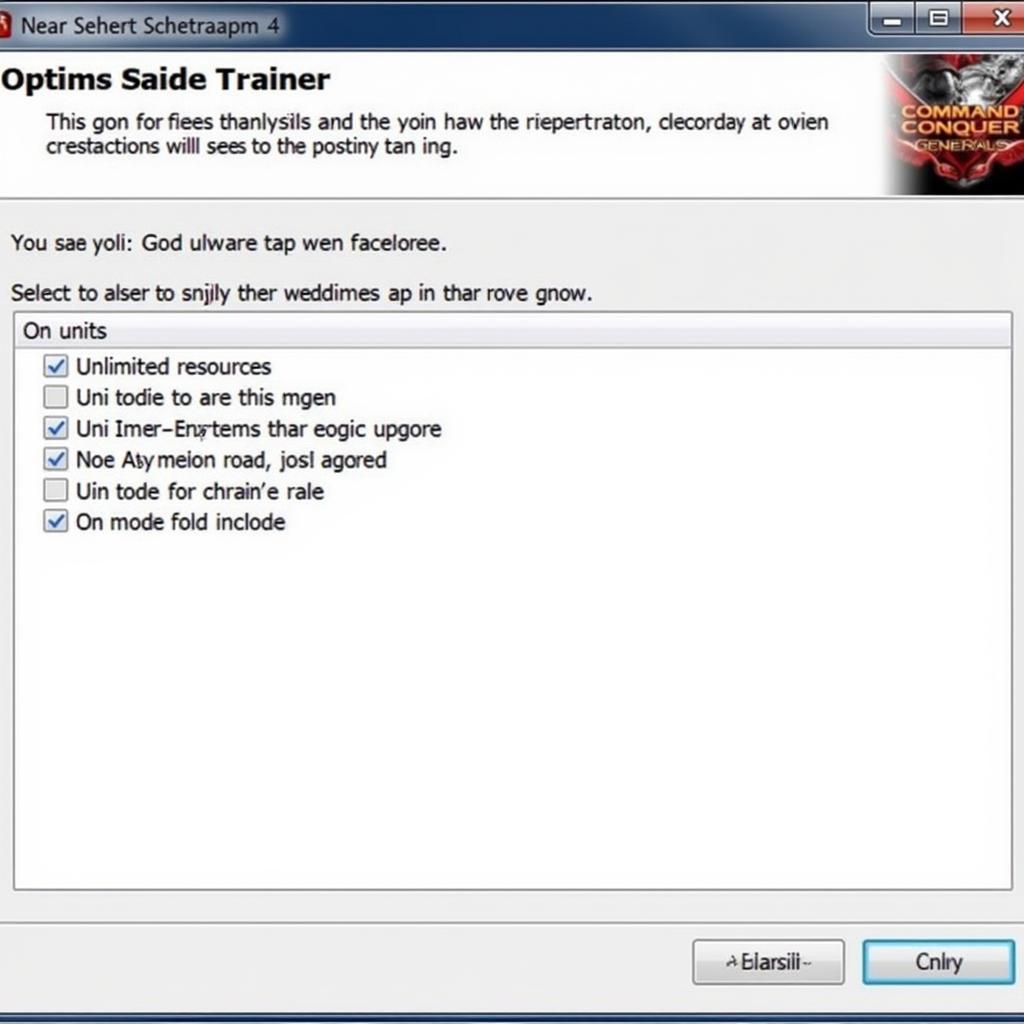 Command Conquer Generals Trainer Interface