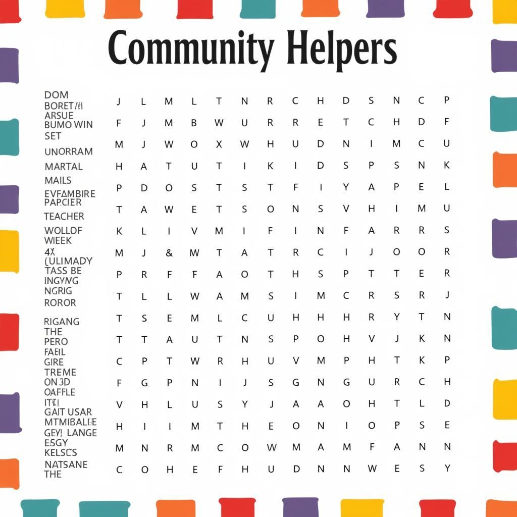 Community Helpers Word Search Puzzle for Kids