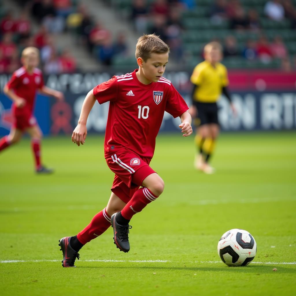 Connor Taylor showcasing his talent during a youth league match