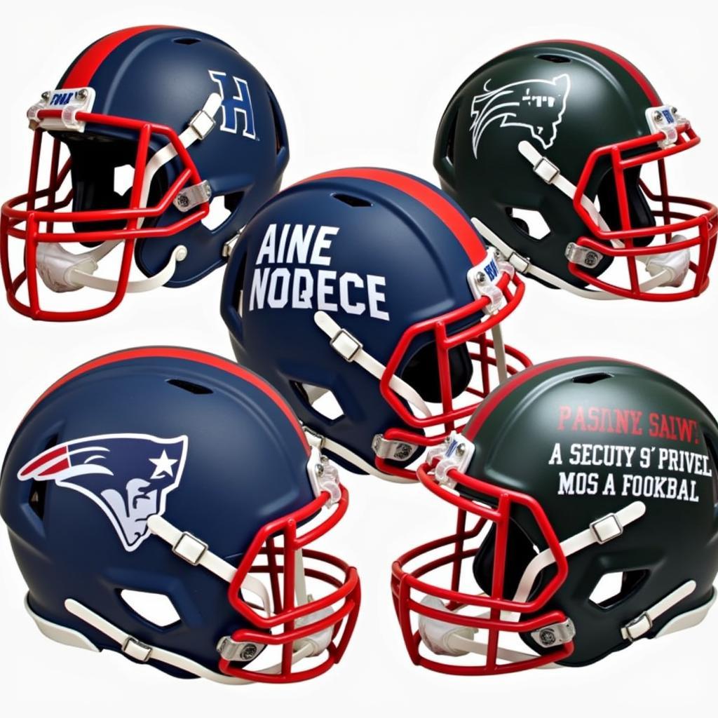 Helmet bumpers featuring custom designs, team logos, and player numbers