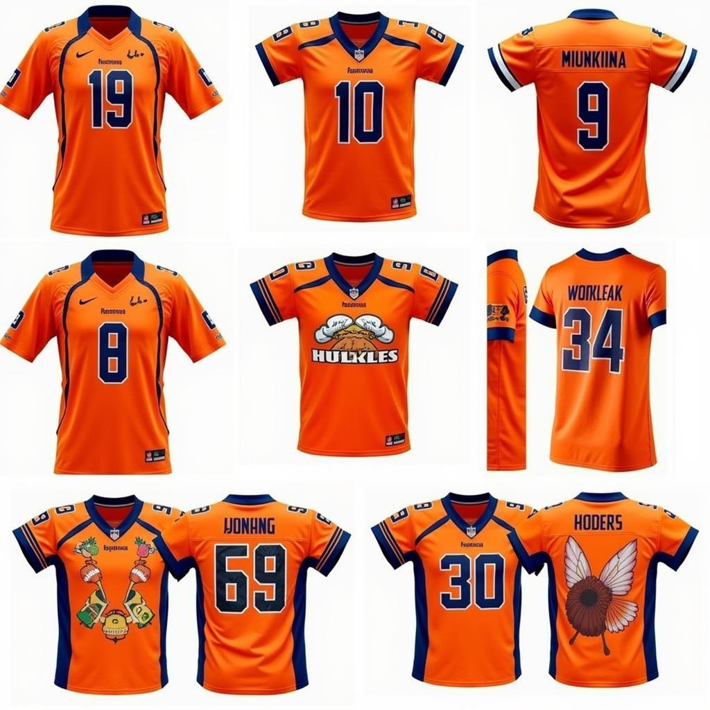 Examples of Customized Orange Football Jerseys