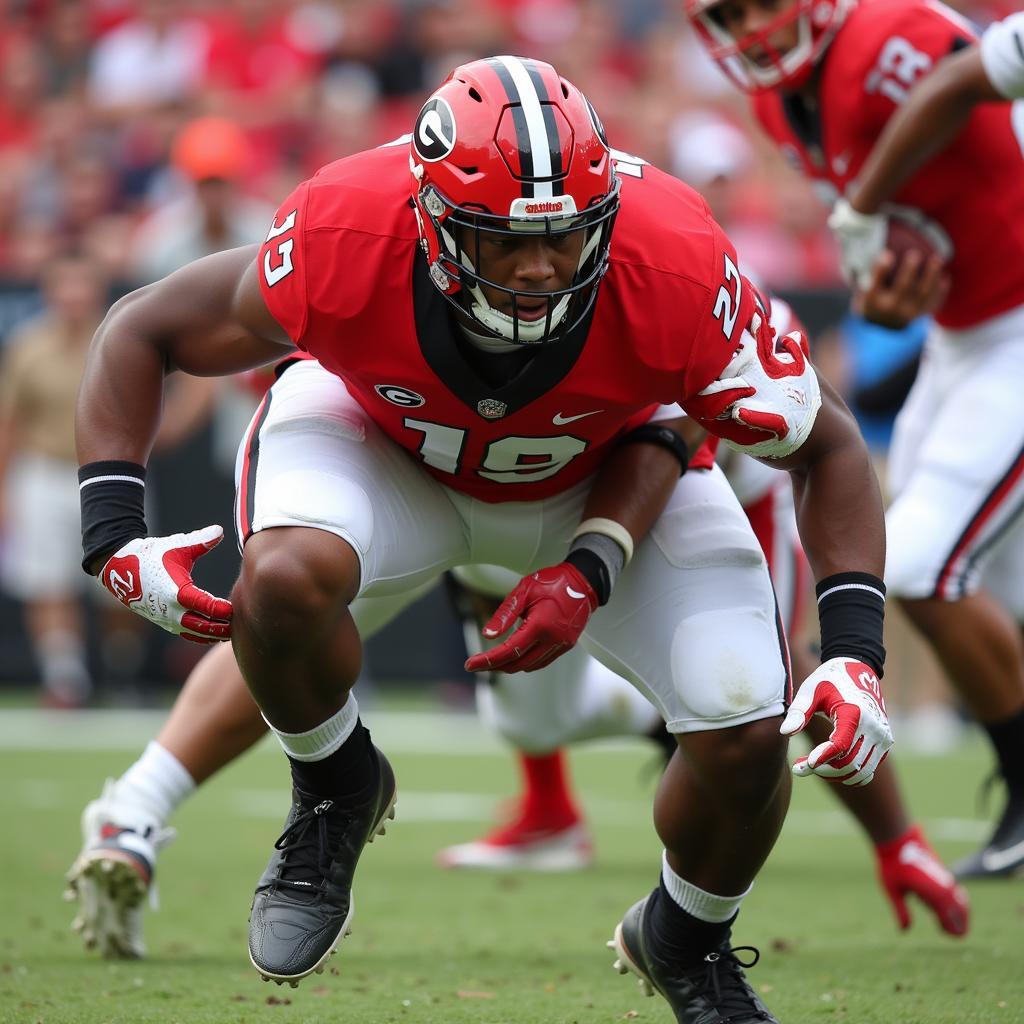 David Pollack in action wearing his UGA jersey.