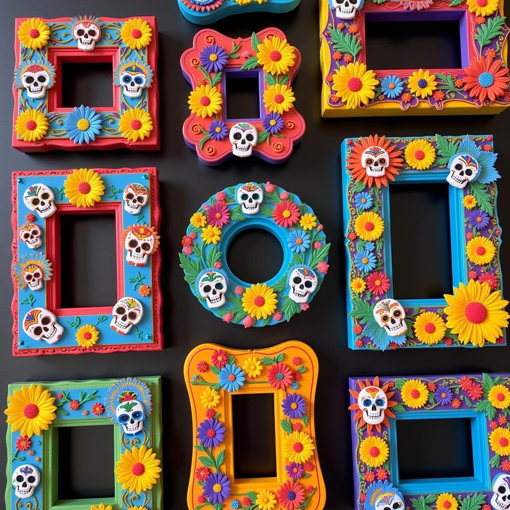 Day of the Dead picture frames with vibrant colors