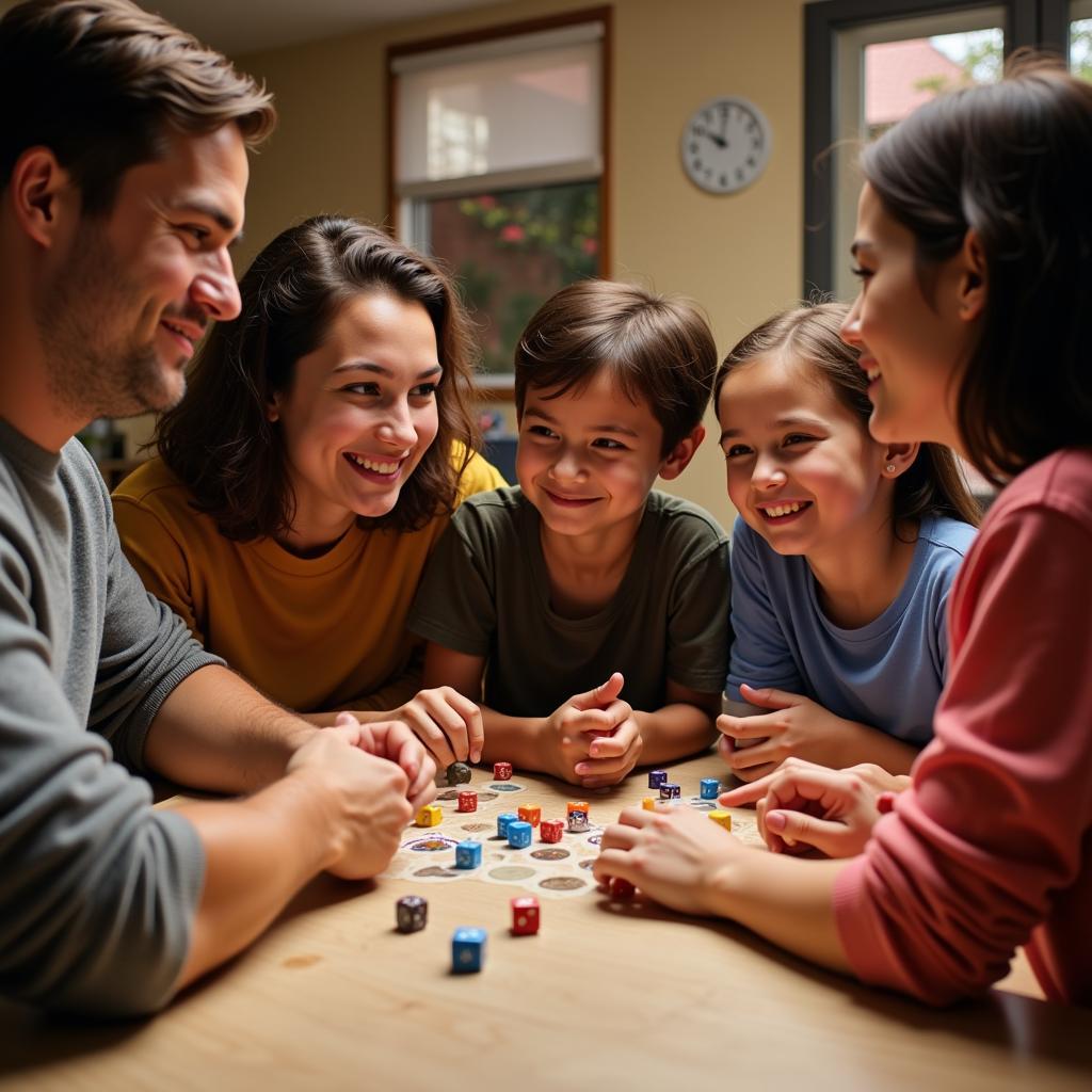 Family playing dice games