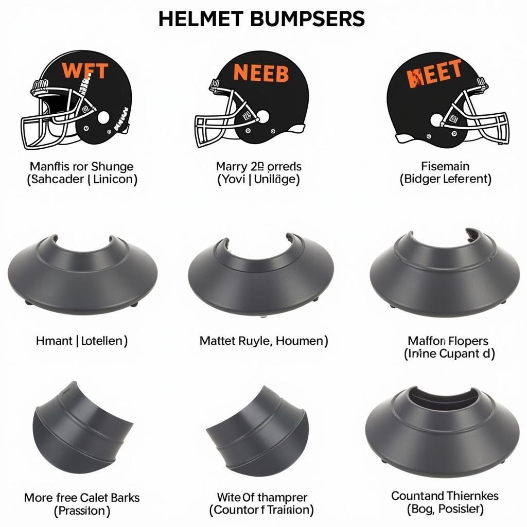 Variety of helmet bumpers designed for different player positions and levels of play