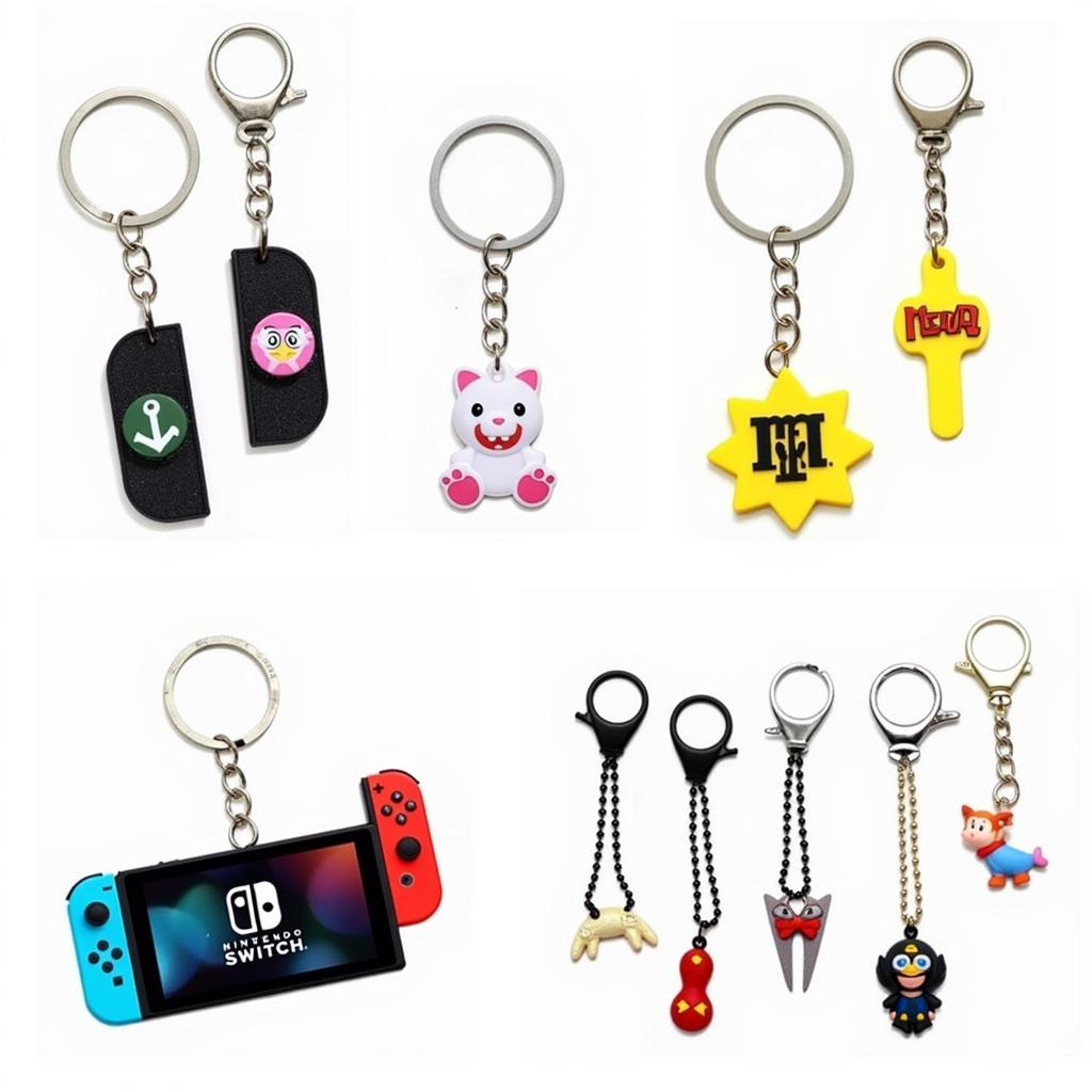 Different Nintendo Switch Charm Types: Displaying a variety of charm materials and attachment methods.