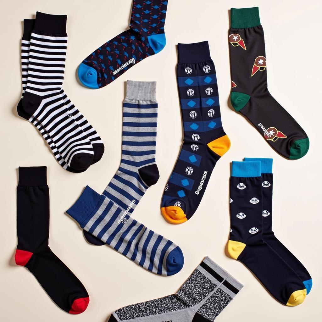 Various designs and colors of mod socks