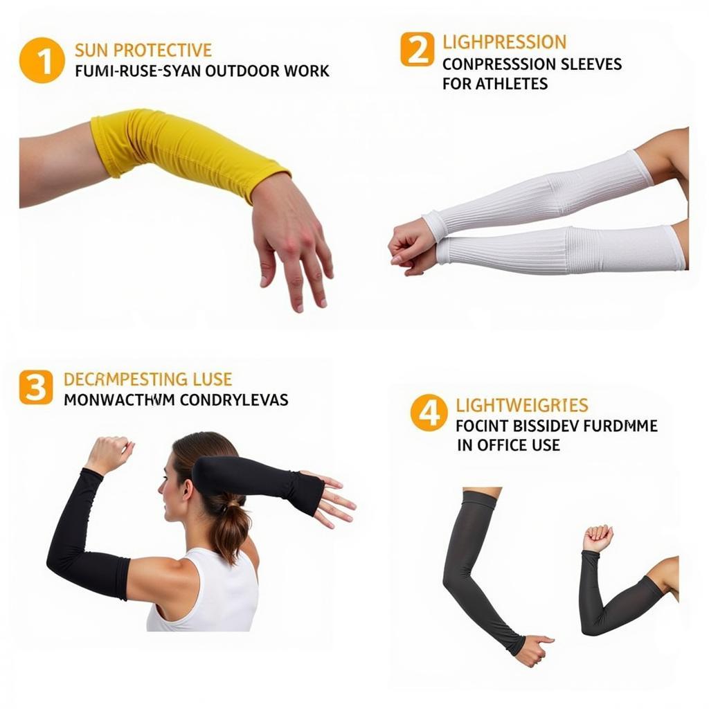 Various arm sleeves designed for different jobs