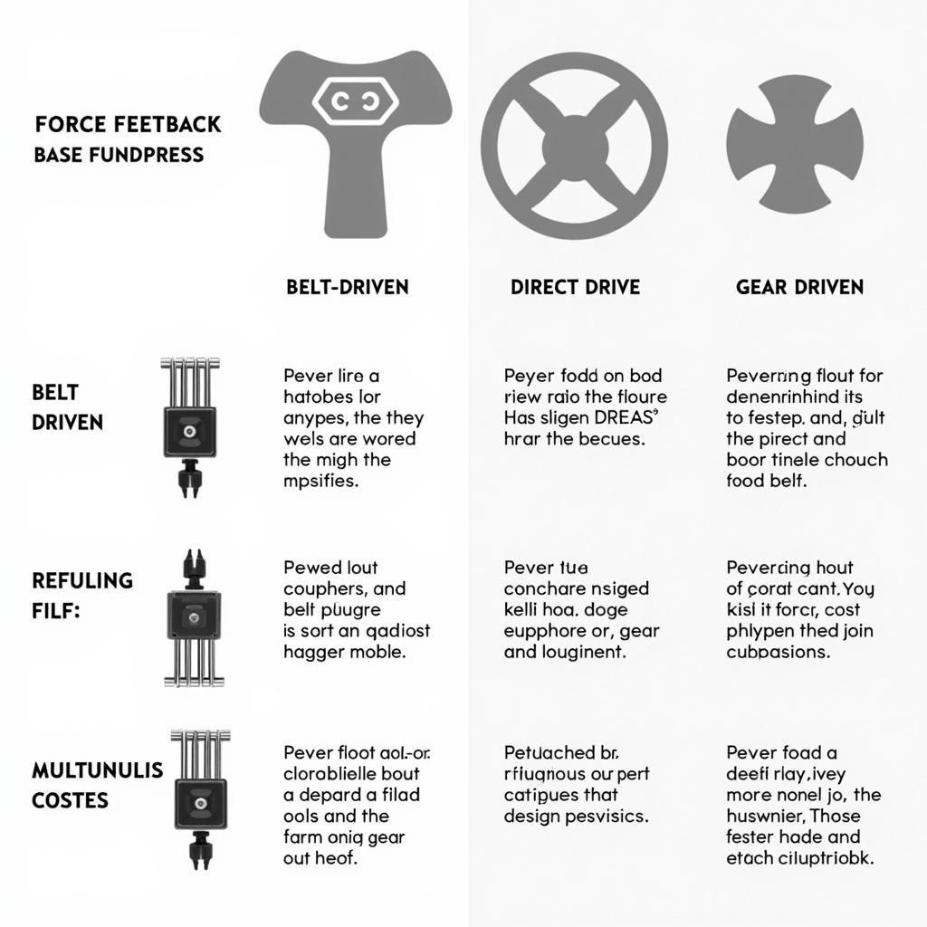 Comparison of various force feedback base types