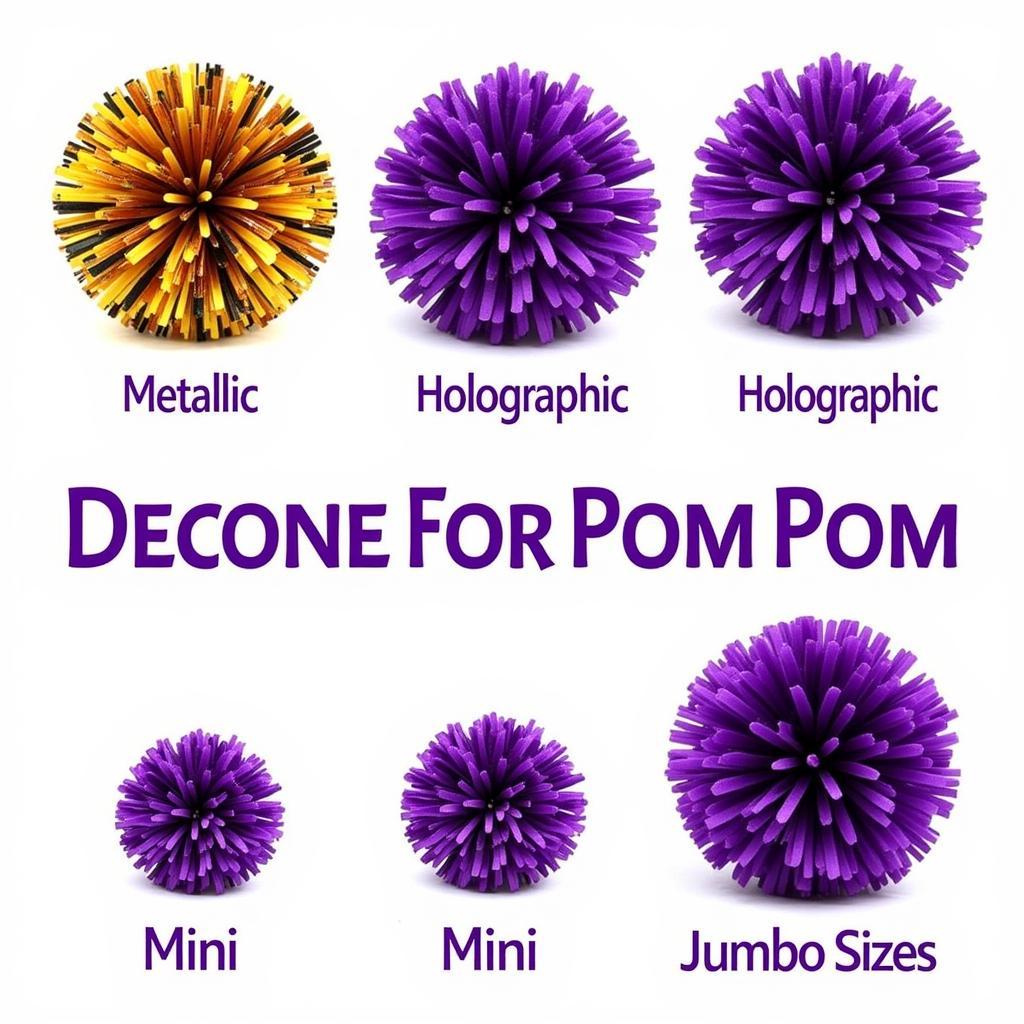 Variety of Purple and Gold Pom Poms Available