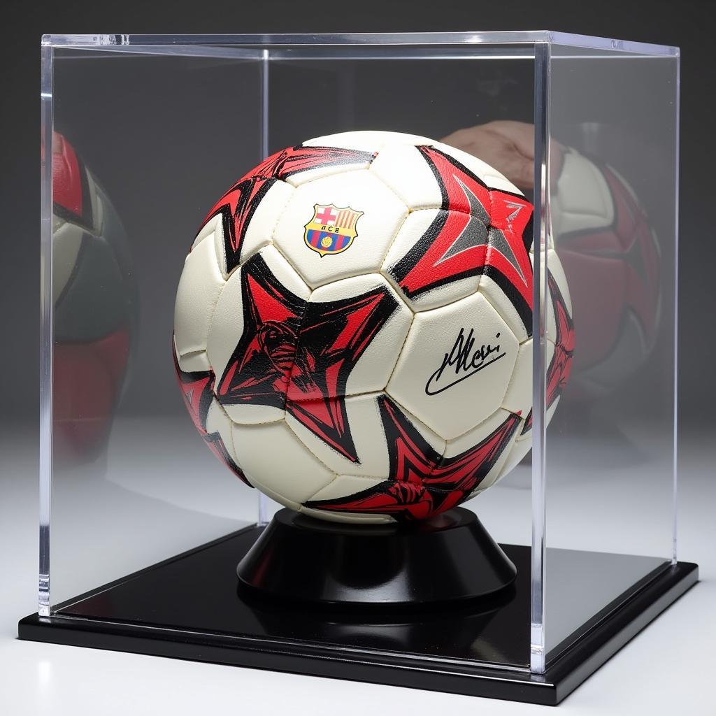 Display Case for a Messi Signed Soccer Ball