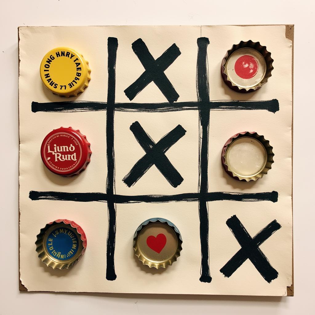 DIY Bottle Cap Tic-Tac-Toe Board