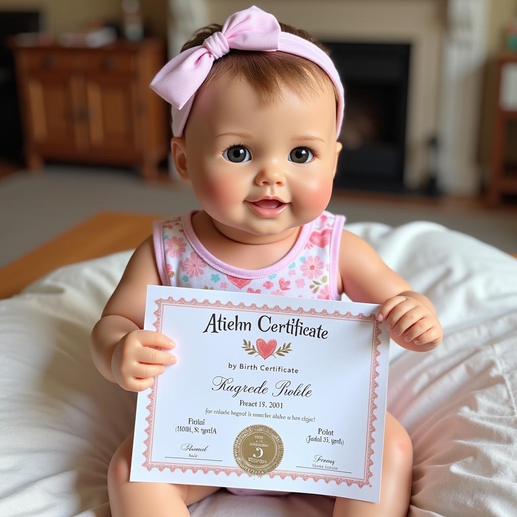 Doll with its Birth Certificate