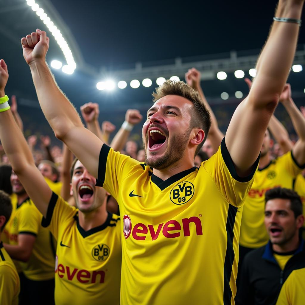 Dortmund Fans Celebrating a Goal