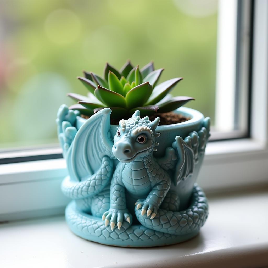 Resin Dragon Flower Pot Indoor Setting