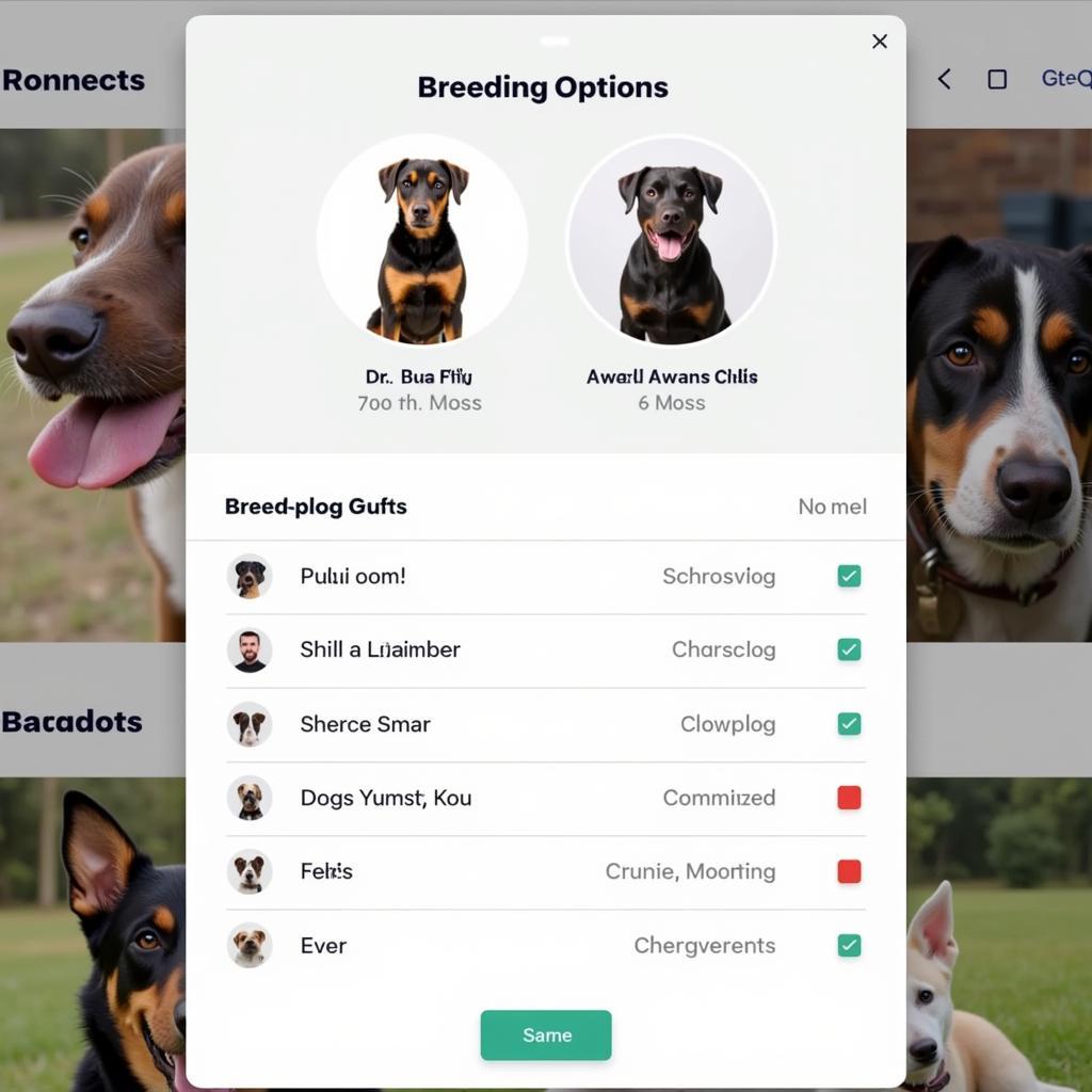 Dynasty Dog Game Breeding Interface